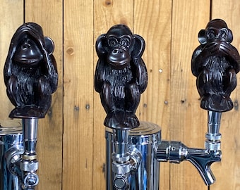 Three Wise Monkeys Beer Tap Handle Set - Tiki Bar Decor