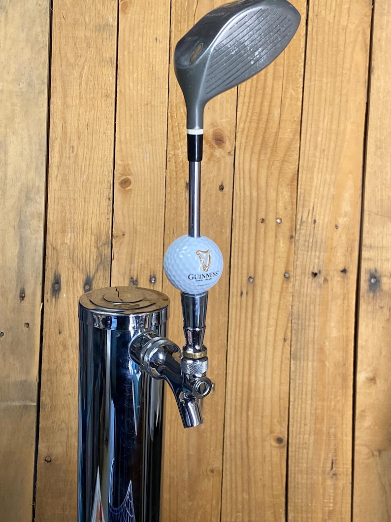 Guinness Beer Tap Handle Vtg Metal Wood Driver Club and Ball image 2
