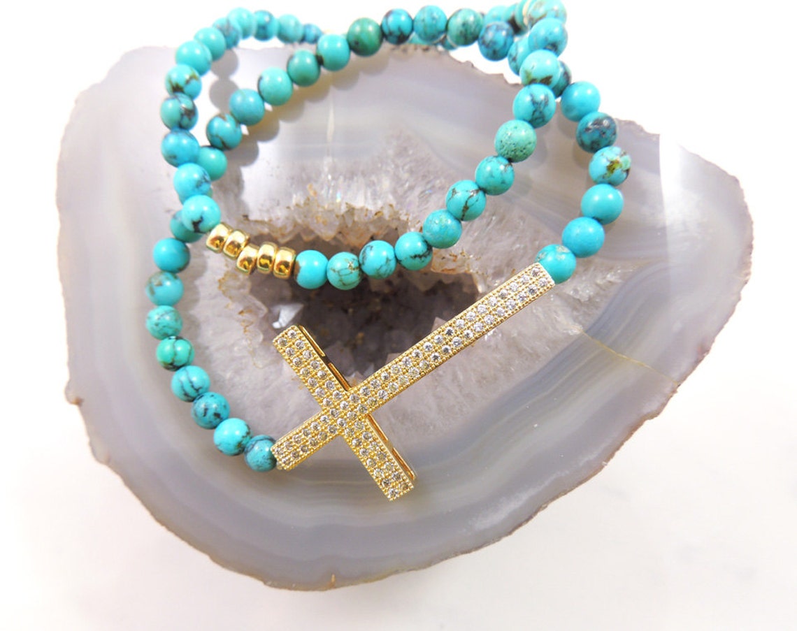EXTENDS TURQUOISE SIGNATURE CROSS BRACELET main image 0