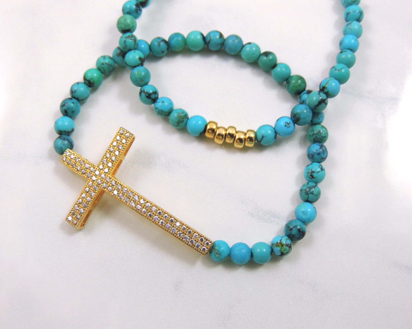 EXTENDS TURQUOISE SIGNATURE CROSS BRACELET main image 1