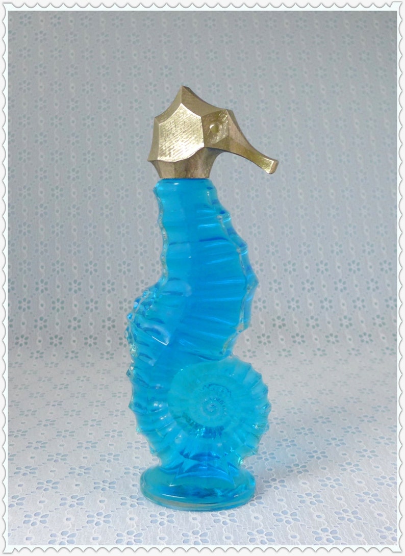 Glass Seahorse Bath Oil Decanter Avon Collectible Early Etsy