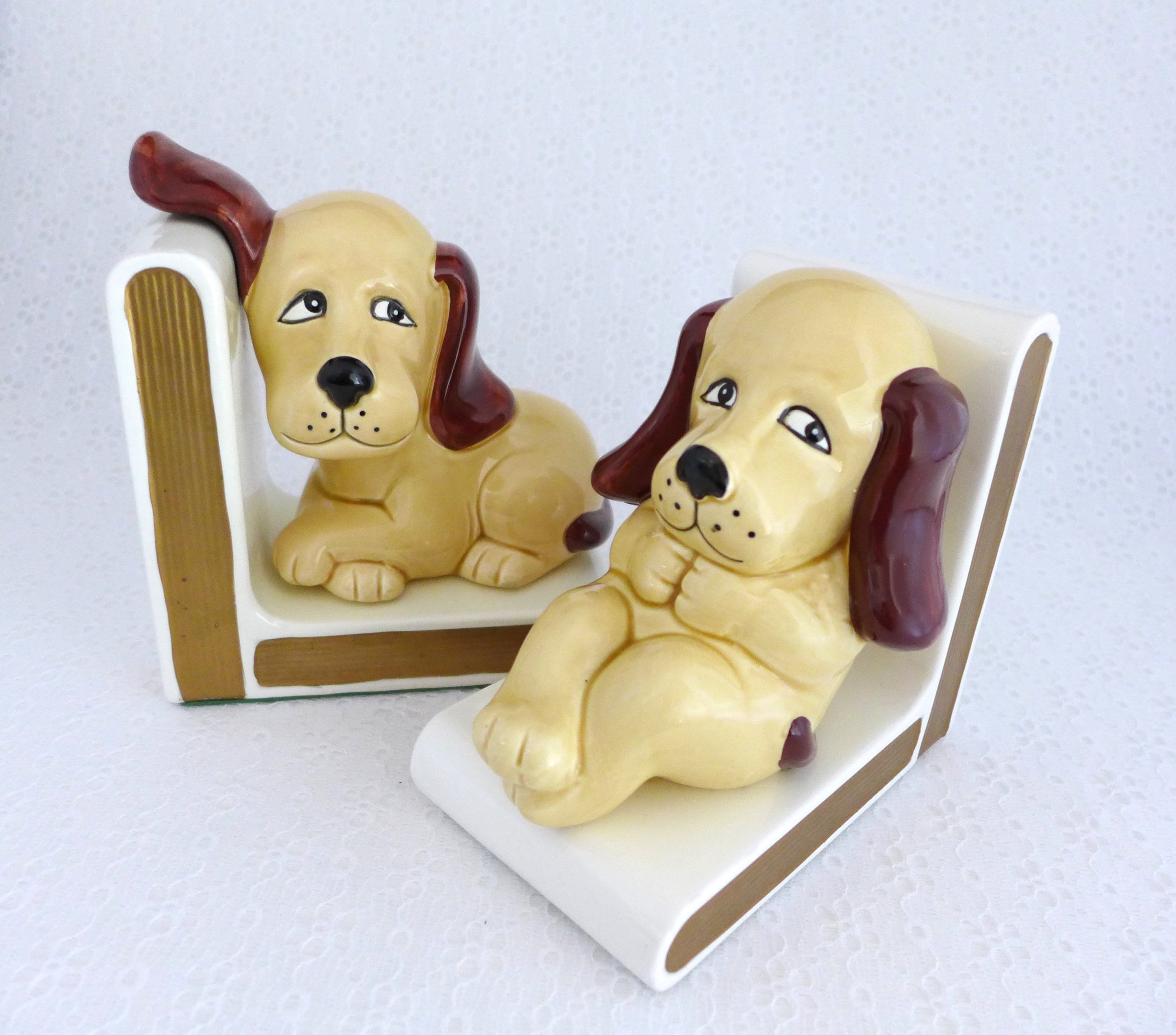 Rare Dog Figurine Bookends by Lefton Vintage Decor Ceramic Etsy