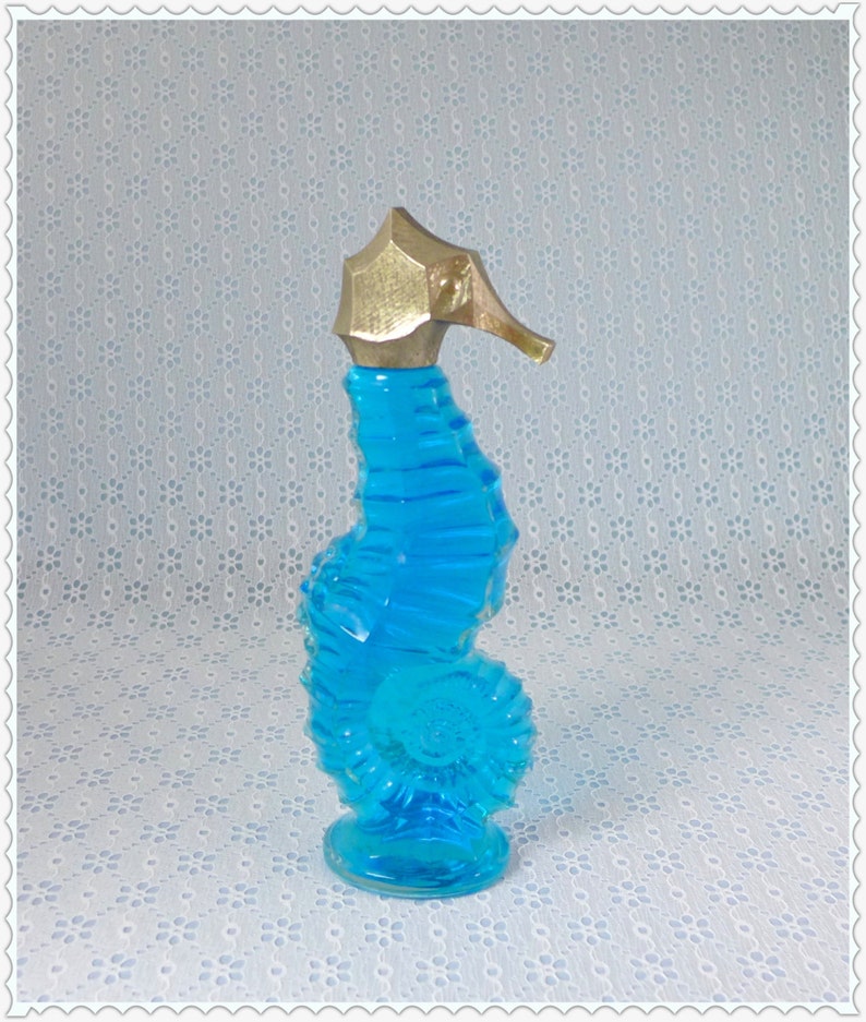 Glass Seahorse Bath Oil Decanter Avon Collectible Early Etsy