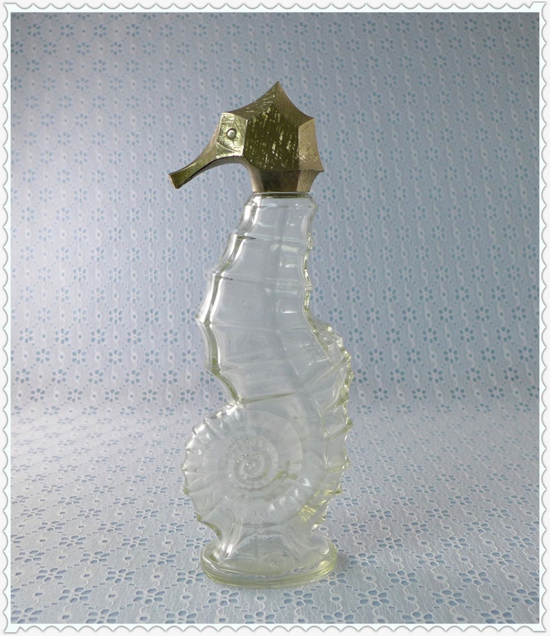 Glass Seahorse Bath Oil Decanter Avon Collectible Early Etsy