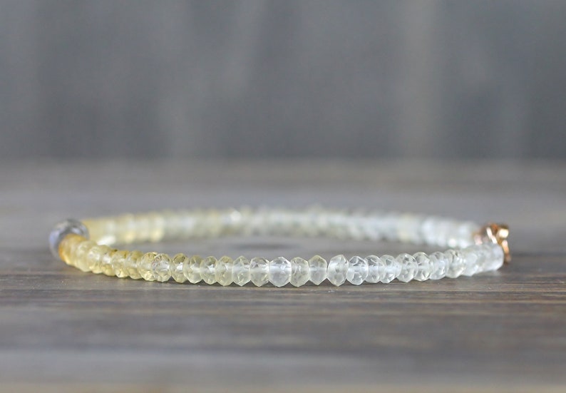 Sterling Silver or Gold Filled Yellow Grey Multi Gemstone Bracelet Shaded Citrine /& Labradorite Bracelet Delicate Ombre Citrine Bracelet