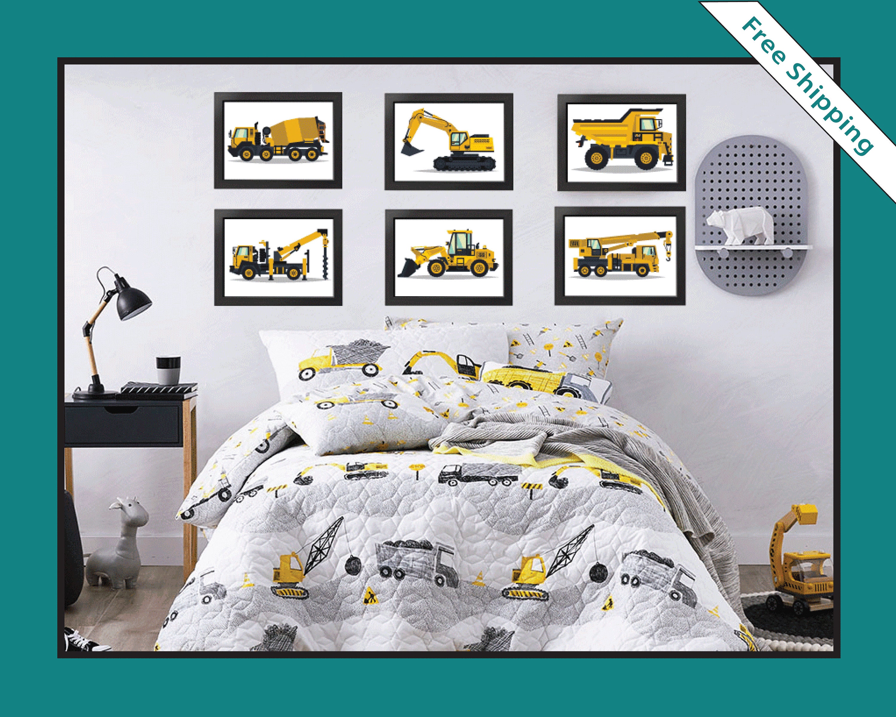 Construction Work Vehicle Wall Decal Stickers Set of 6 Diggers Etsy