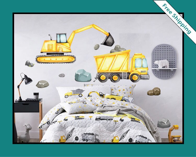 Construction Wall Decal Set Etsy UK