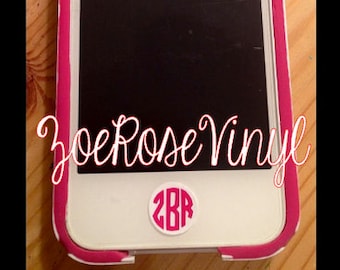 Set of 6 iPhone Home Button Circle Monogram Decals