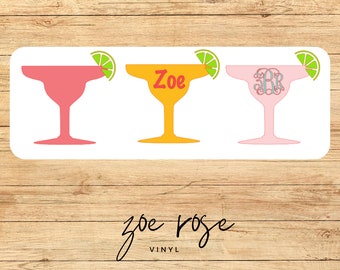 Personalized Margarita with Lime Monogram Decal Sticker (Customizeable!)