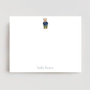 Ensemble de 25 articles de papeterie ours, papeterie pour bébé, Ralph Lauren, bébé garçon vintage, cadeau de baby shower, cadeau nouveau-né, cadeau bébé personnalisé, merci