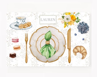 Kids Placemat, Princess personalized, Floral placemat, kid custom placemat, Christmas Gift, girl personalized gift, montessori, toddler girl