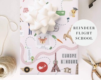 Reindeer Flight School, Reindeer Christmas Wrapping Paper, Rudolph, Unique Christmas, elf, elf accessory, north pole Christmas, Reindeer