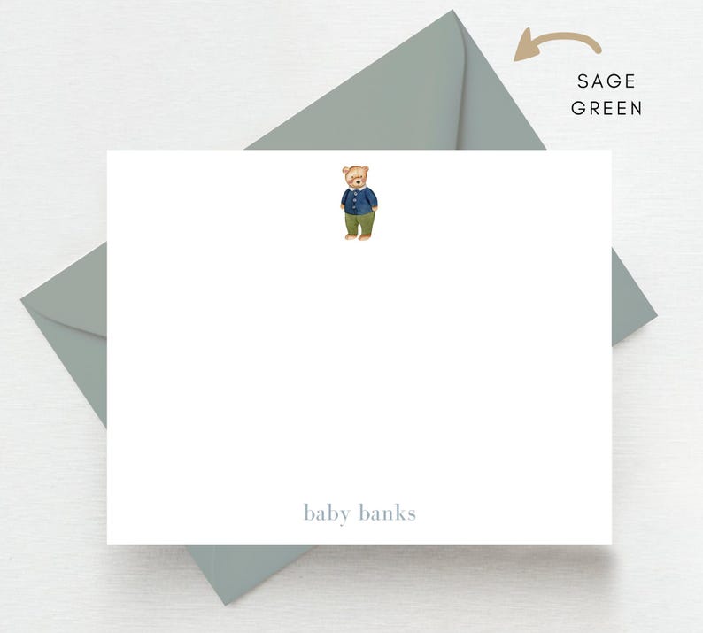Bear Stationery Set, Baby Stationery Set, Ralph Lauren, Vintage Baby Boy, Baby Shower Gift, Newborn Gift, Custom Baby Gift, Thank you bild 6