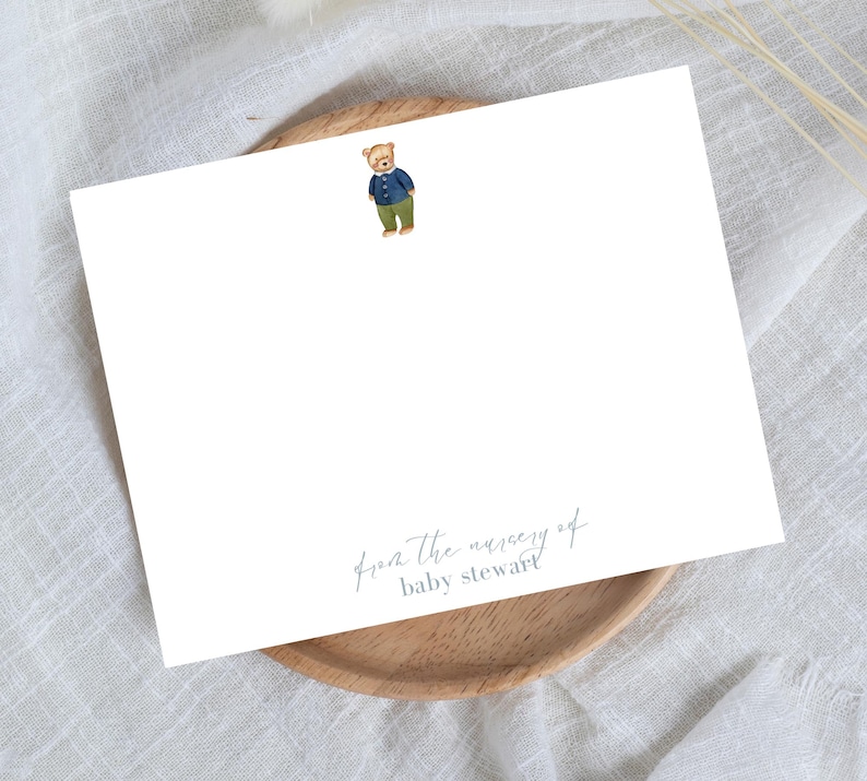 Bear Stationery Set, Baby Stationery Set, Ralph Lauren, Vintage Baby Boy, Baby Shower Gift, Newborn Gift, Custom Baby Gift, Thank you bild 4
