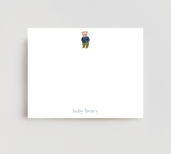 Bear Stationery Set, Baby Stationery Set, Ralph Lauren, Vintage Baby Boy, Baby Shower Gift, Newborn Gift, Custom Baby Gift, Thank you