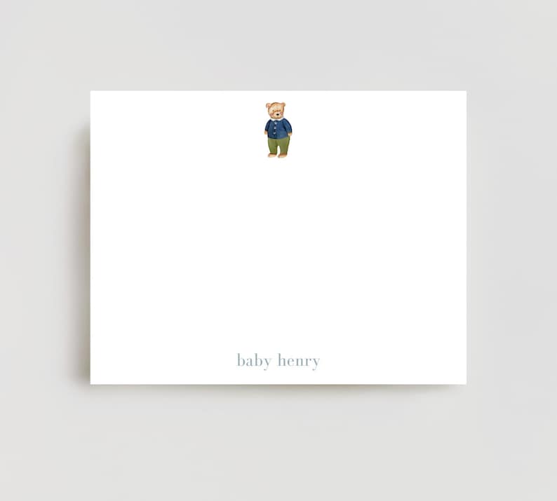 Bear Stationery Set, Baby Stationery Set, Ralph Lauren, Vintage Baby Boy, Baby Shower Gift, Newborn Gift, Custom Baby Gift, Thank you bild 1