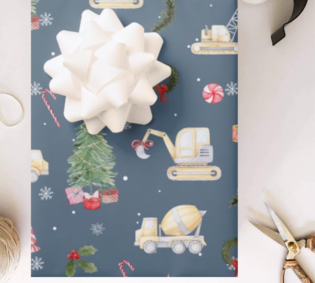 Construction Wrapping Paper Christmas Eve Christmas Etsy