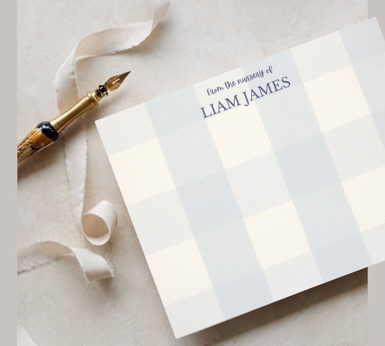 Baby Stationery Set Vintage Baby Boy Plaid Stationery Baby Etsy