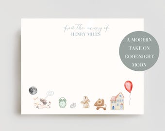 Goodnight Moon, Kid Stationery, Baby Stationery, Vintage Baby Boy, Baby Shower Gift, Newborn Gift, Custom Baby Gift, Classic story, Nursery