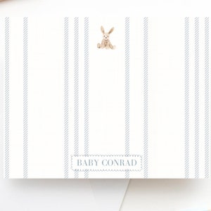 Ensemble de papeterie pour bébé, bébé garçon vintage, papeterie petit garçon, cadeau de baby shower, cadeau personnalisé pour bébé, cadeau unique pour bébé, bleu côtier, rayures