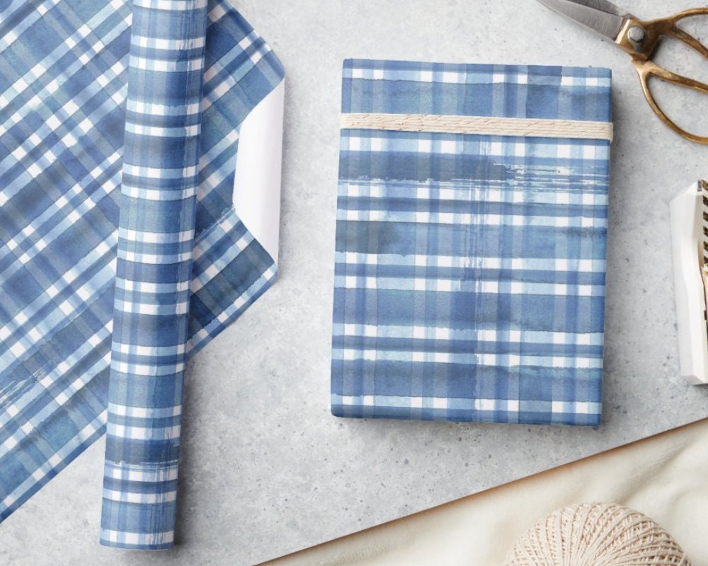 Plaid Gingham Wrapping Paper, Plaid, Baby Shower Wrapping, Baby