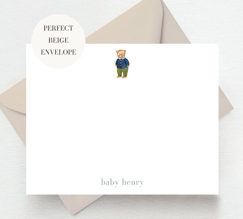Bear Stationery Set, Baby Stationery Set, Ralph Lauren, Vintage Baby Boy, Baby Shower Gift, Newborn Gift, Custom Baby Gift, Thank you bild 5