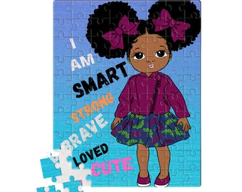 Jigsaw Puzzle | 30 or 80 Piece Puzzle | Kids Puzzle | Encouragement | Black Girl | Daily Mantra | Sublimation Puzzle |