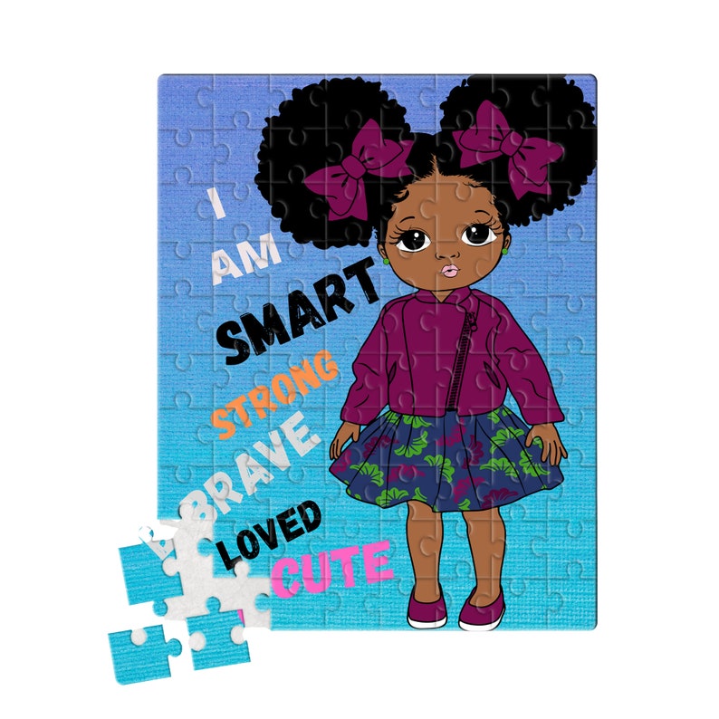 Jigsaw Puzzle 30 or 80 Piece Puzzle Kids Puzzle Encouragement Black Girl Daily Mantra Sublimation Puzzle image 1