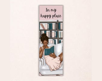 Bookmark | "My Happy Place" - Black Woman Reading  | STA-BM011