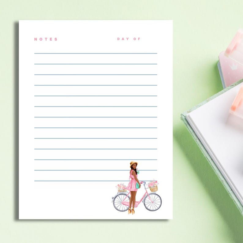Bicycle Built for One Notepad, Cute Notepad, Black Girl, Flower Girl ...