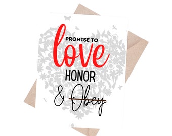 Love Honor & Obey wedding Card/ Dunny wedding card / Marriage / Funny Card / Wedding