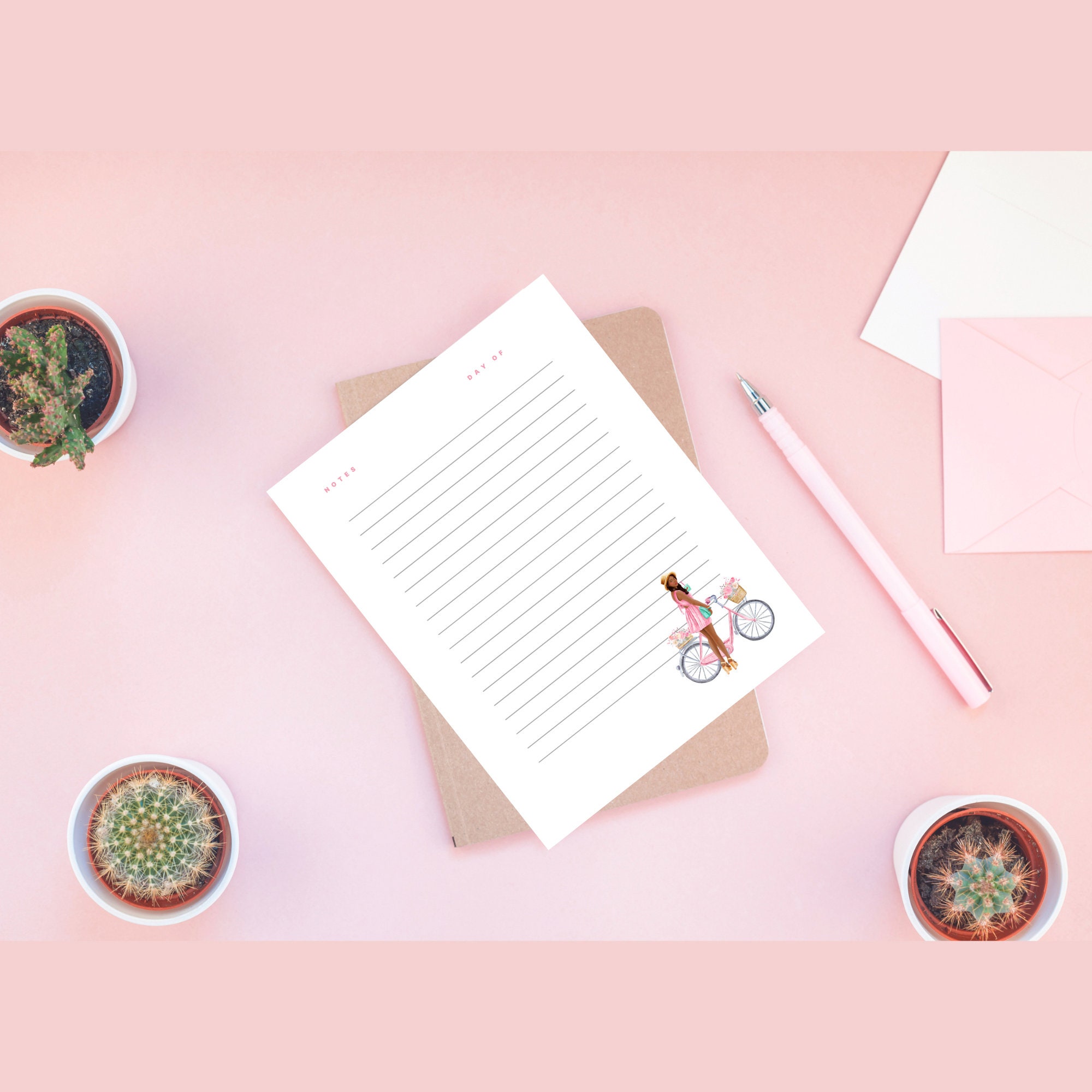 Bicycle Built for One Notepad, Cute Notepad, Black Girl, Flower Girl ...