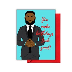 Biglietto di auguri per compleanni, buon compleanno, uomo / uomo di colore / biglietto di compleanno afroamericano / biglietto per lui / biglietto per ragazzo bello