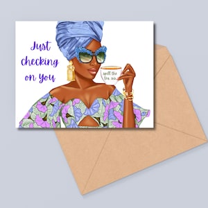 Tarjeta de felicitación "Solo quiero saber cómo estás", tarjeta de amistad, tarjeta para la mejor amiga, tarjeta de aliento, tarjeta para una chica negra o afroamericana, tarjeta para ella