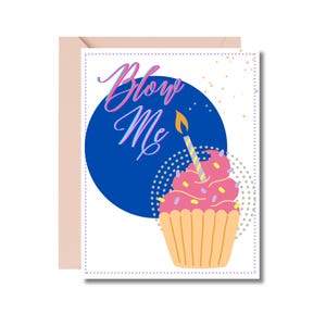 Blow Me / Tarjeta de cumpleaños / Feliz cumpleaños / Tarjeta para ella / Tarjeta para él / Tarjeta de felicitación / Cupcakes y velas
