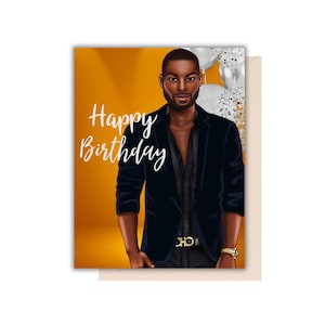 Joyeux anniversaire homme, homme noir, carte de voeux afro-américaine/carte d'anniversaire, carte pour homme/homme, carte de voeux masculine