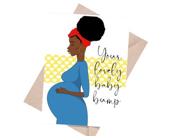 Pregnancy Baby | New Baby Card | New Parents | Baby Shower Card | New Mother | New Father | Black Mother | Baby Bump