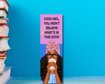 Bookmark | Black Woman Sipping Drink, "You Won't Believe What's in this Book" | STA-BM008