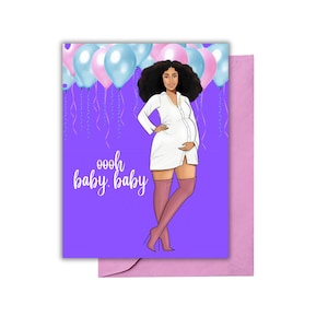 Oh Baby Baby, Tarjeta de embarazo, Tarjeta de nuevo bebé, Nueva madre, Maternidad negra, Tarjeta de baby shower, Futura mamá