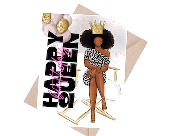 Birthday Card | Birthday Girl | Birthday Queen | Black Girl Birthday | Card for Her | Happy Birthday | Celebrate