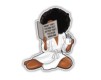 STI-0002 | STICKER - Black Woman Relaxing, Book, F.A.F.O