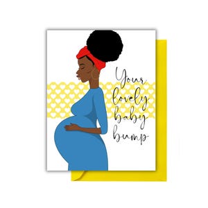 Tarjeta de embarazo / Tarjeta de nuevo bebé / Nuevos padres / Tarjeta de baby shower / Nueva madre / Nuevo padre / Madre negra / Barriguita de bebé