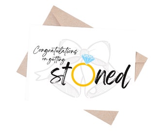 Engagement Card / Getting Stoned / Congratulations / Funny Greeting Card / Engagement Humor / Wedding / Bride and Groom / Marriage / Love