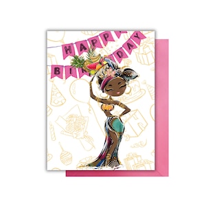 Biglietto di auguri di buon compleanno africano, biglietto per festa di compleanno, biglietto per lei, biglietto di compleanno per adulti, ragazza africana, biglietto di auguri afroamericano