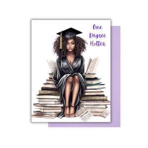 Tarjeta de graduación de One Degree Hotter, tarjeta de graduación universitaria, licenciatura, educación superior, afroamericano y educado, graduado afroamericano