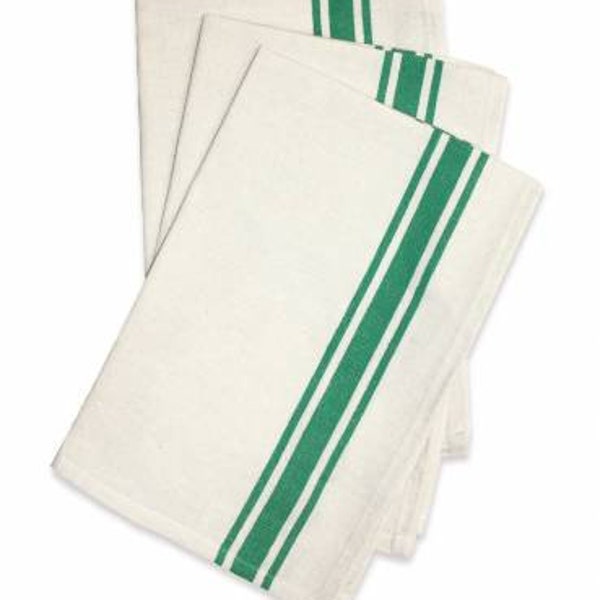 Aunt Martha's Vintage Kelly Green Stripe Dish Towel 18in x 28in_Package of 3