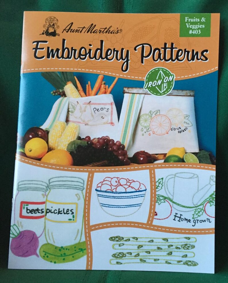Aunt Martha's Iron on Embroidery Patterns, Fruits & Veggies - Etsy
