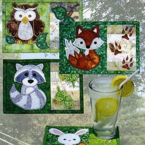 Backyard Buddies Mug Rugs-  In the Hoop projects by Amelie Scott Designs
