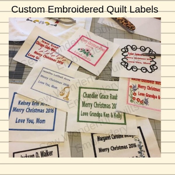 Custom Machined Embroidered Quilt Labels - Made to order