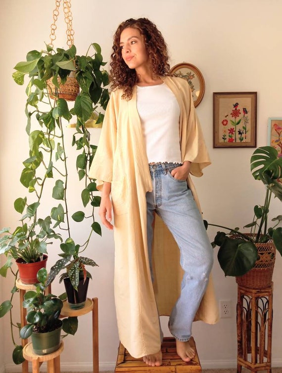 vintage 30s Dragon Kimono Robe 1930s Raw Silk Embr